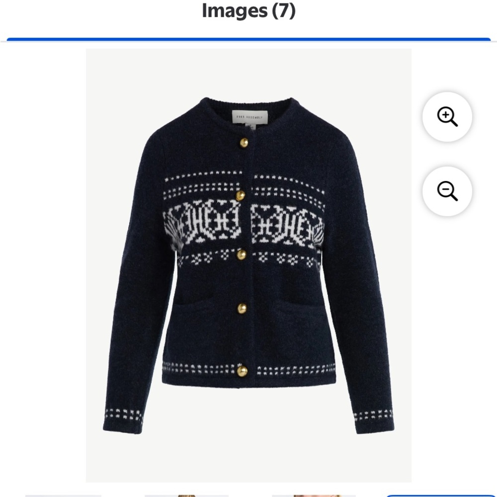 Navy Cardigan with Gold Accents